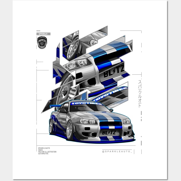 R34 Skyline Wall Art by sparkleauto